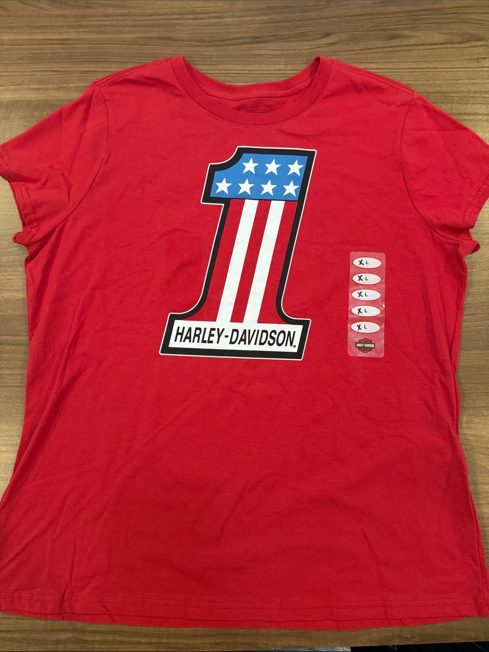 Harley-Davidson Red Short Sleeve Tee with Americana Number 1 Graphic